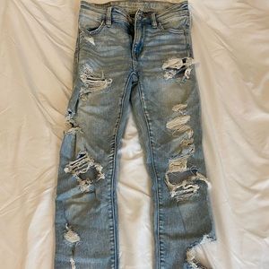 High rise light wash jeans